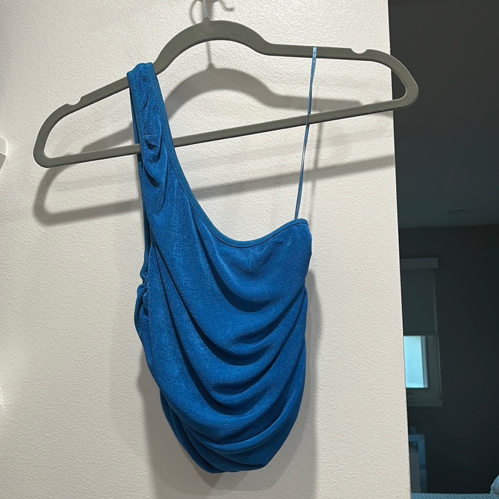 Blue size M one shoulder blouse